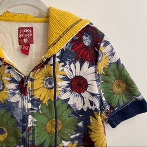 Vintage Lucky Brand Floral Short Sleeve Hoodie